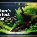 A beautiful low-tech planted aquarium showing the result of a healthy nitrogen cycle. A text overlay reads: Nature's Perfect Filter.