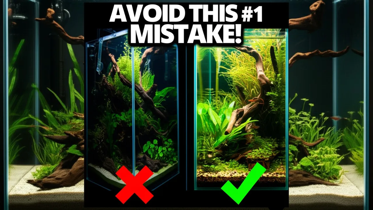 A perfect beginner low-tech aquarium, a 20-gallon long tank, with the text "Your Foundation for Success" overlaid.